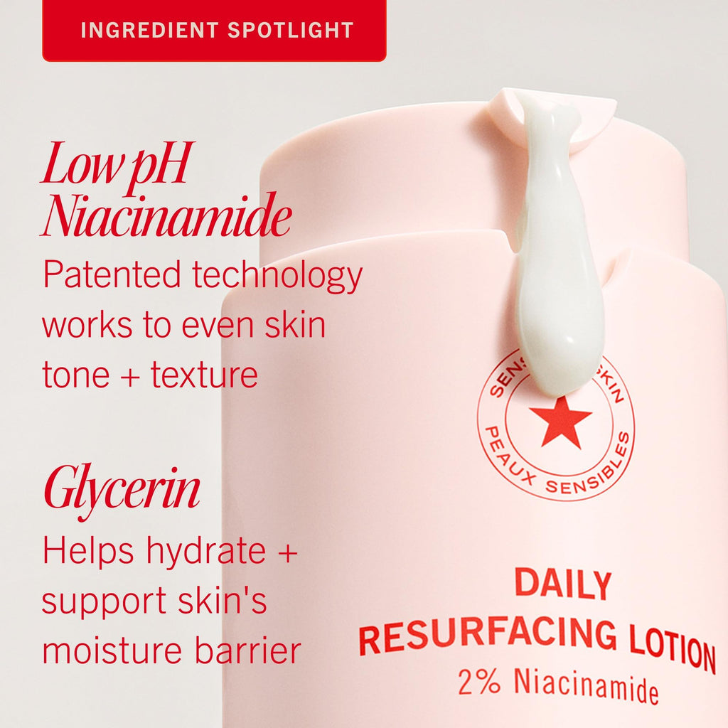 First Aid Beauty Lactic Acid Lotion with 2% Niacinamide – Resurfacing Moisturizer for Acne-Prone Skin (1 oz)