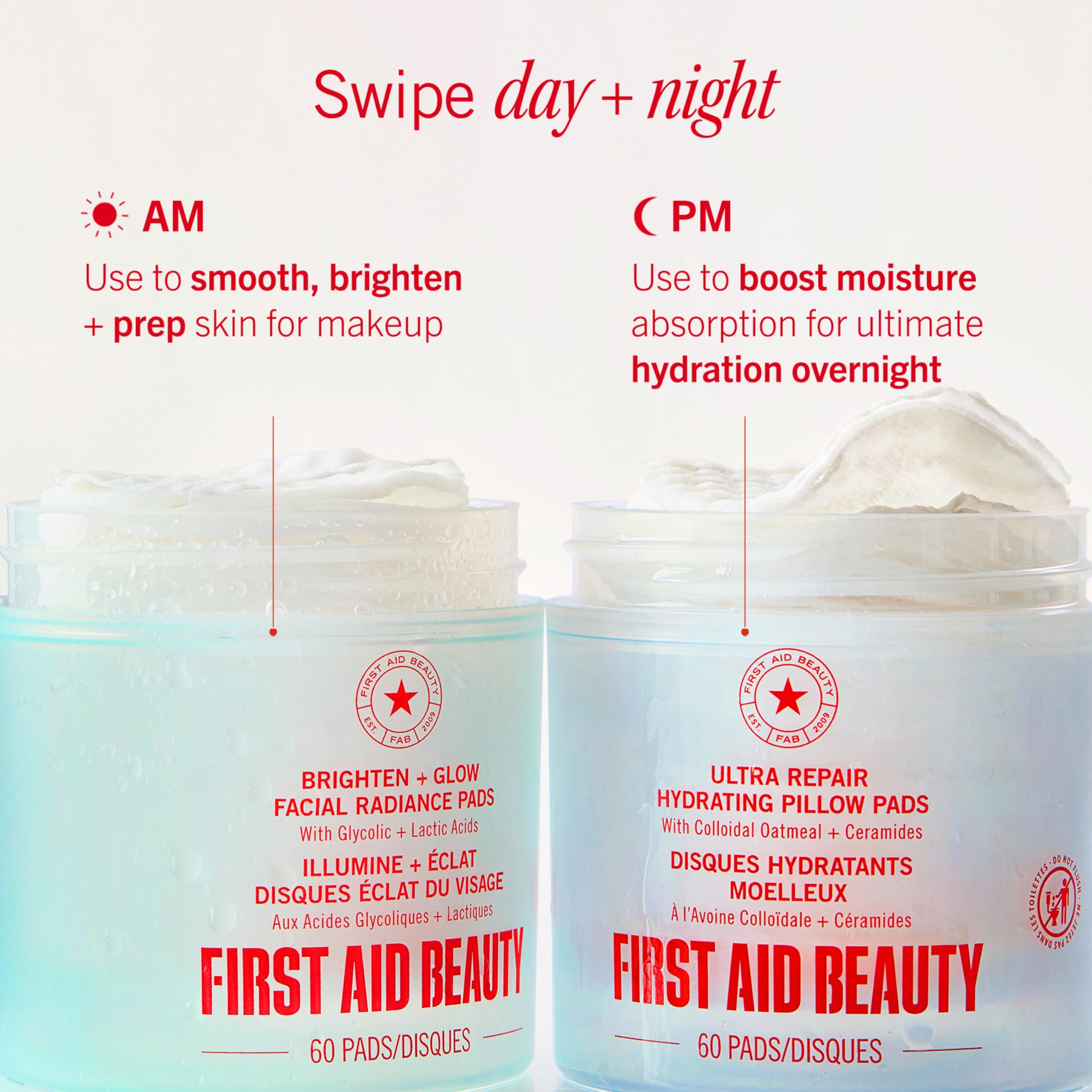 First Aid Beauty Facial Radiance Pads – Glycolic + Lactic Acids, Daily Exfoliating Pads, 90ct (Compostable)