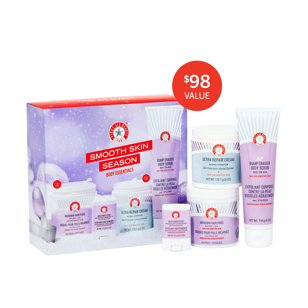 First Aid Beauty Smooth Skin Season Kit – Exfoliation & Hydration Essentials (4pc)