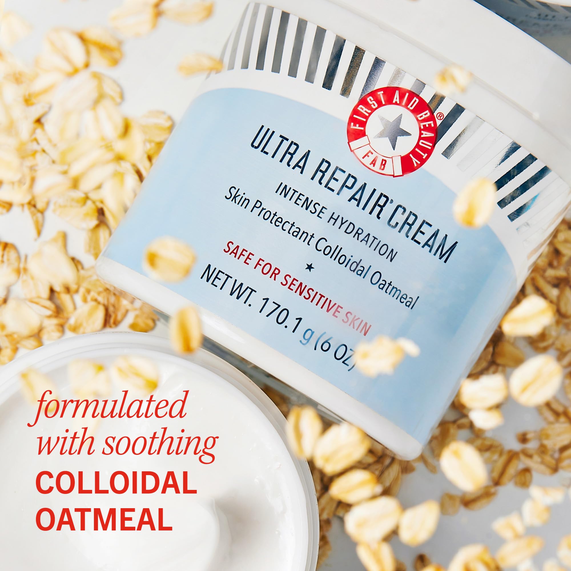 First Aid Beauty Ultra Repair Cream – Intense Hydration with Colloidal Oatmeal, 6 oz