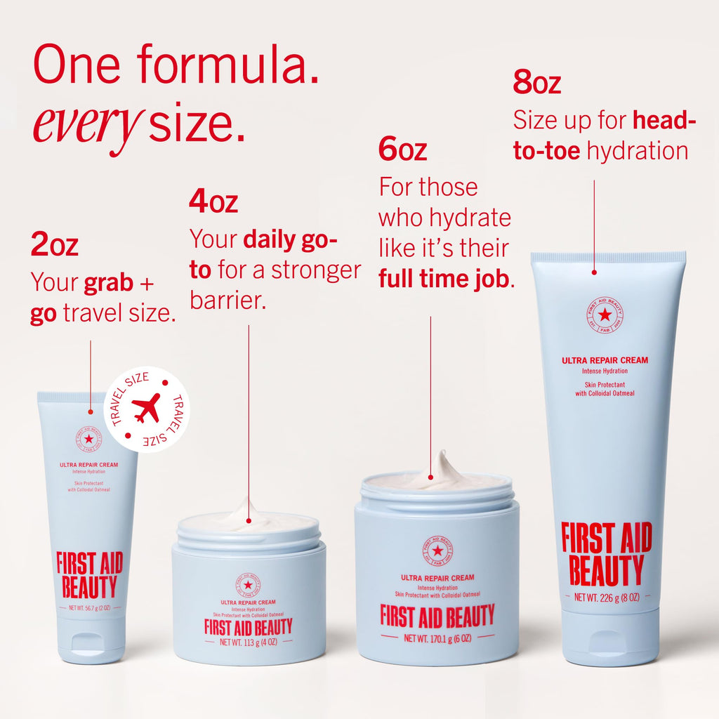 First Aid Beauty Ultra Repair Cream – Hydrating Face & Body Moisturizer, 2 oz Travel Size