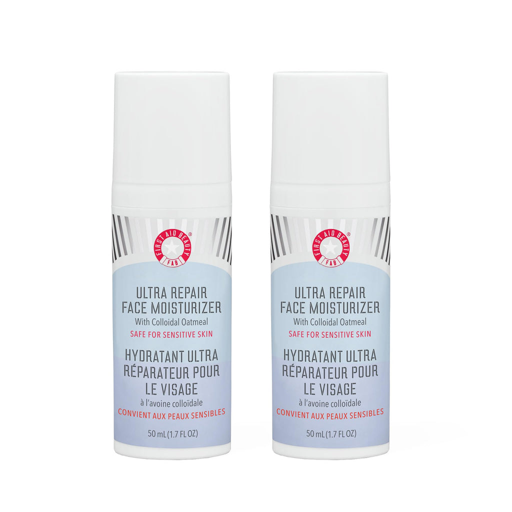 First Aid Beauty Ultra Repair Face Moisturizer – Lightweight Hydration with Ceramides & Shea Butter | 1.7 oz Duo