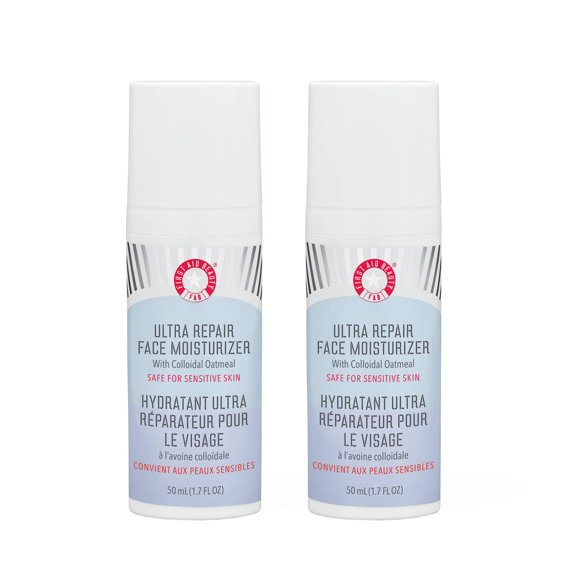 First Aid Beauty Ultra Repair Face Moisturizer – Lightweight Hydration with Ceramides & Shea Butter | 1.7 oz Duo