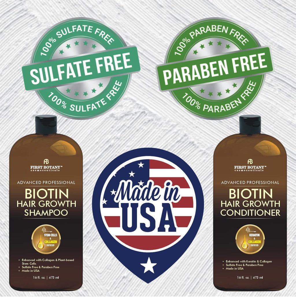 First Botany Biotin Hair Growth Shampoo & Conditioner – Thickening, Anti Hair Loss, Sulfate-Free 16 oz x2