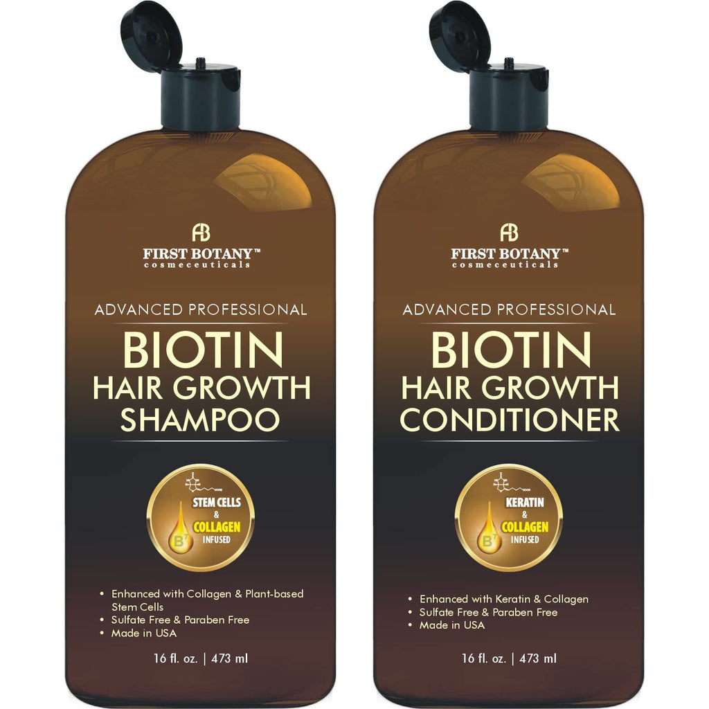 First Botany Biotin Hair Growth Shampoo & Conditioner – Thickening, Anti Hair Loss, Sulfate-Free 16 oz x2