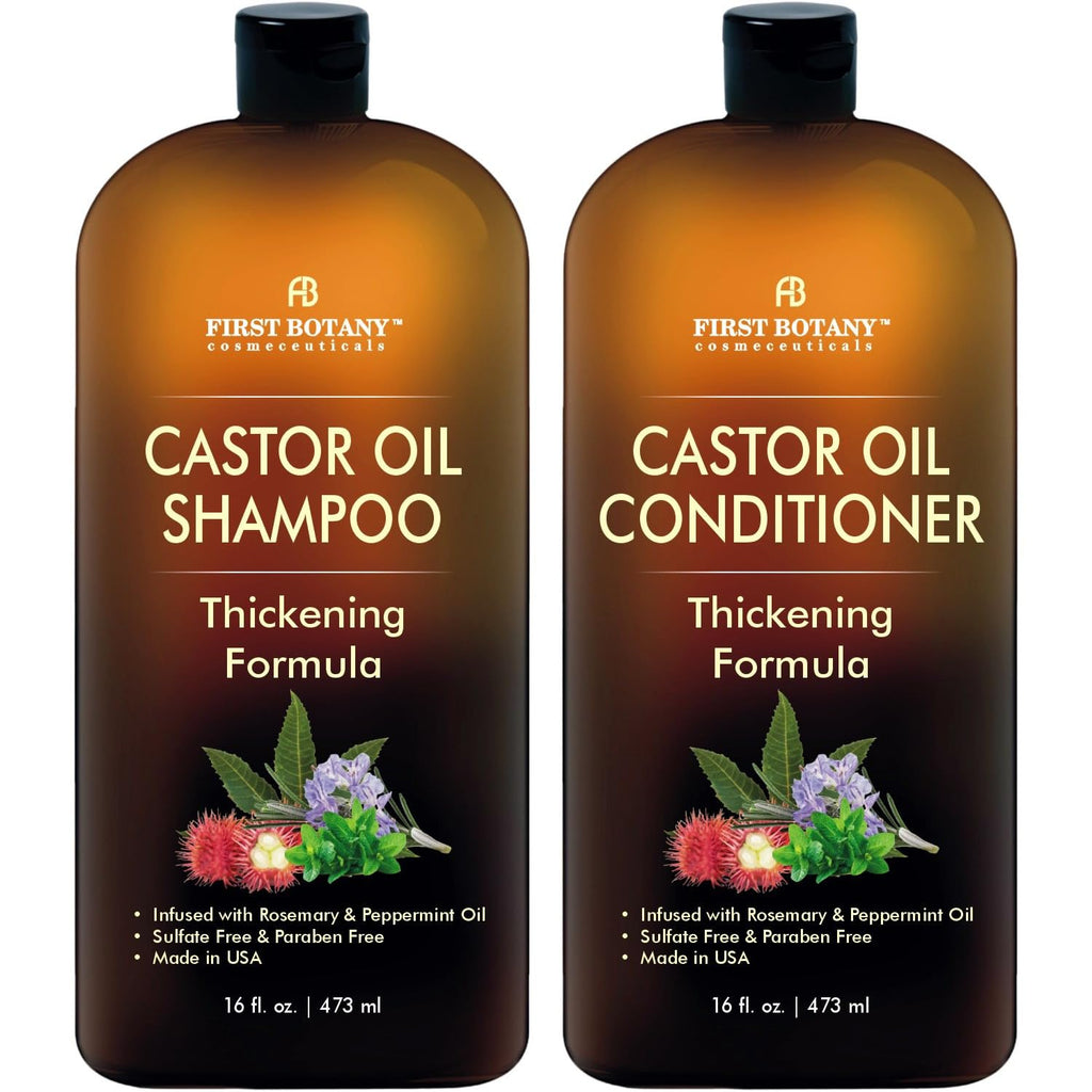 First Botany Castor Oil Shampoo & Conditioner – Thickening, Sulfate-Free (16 oz)