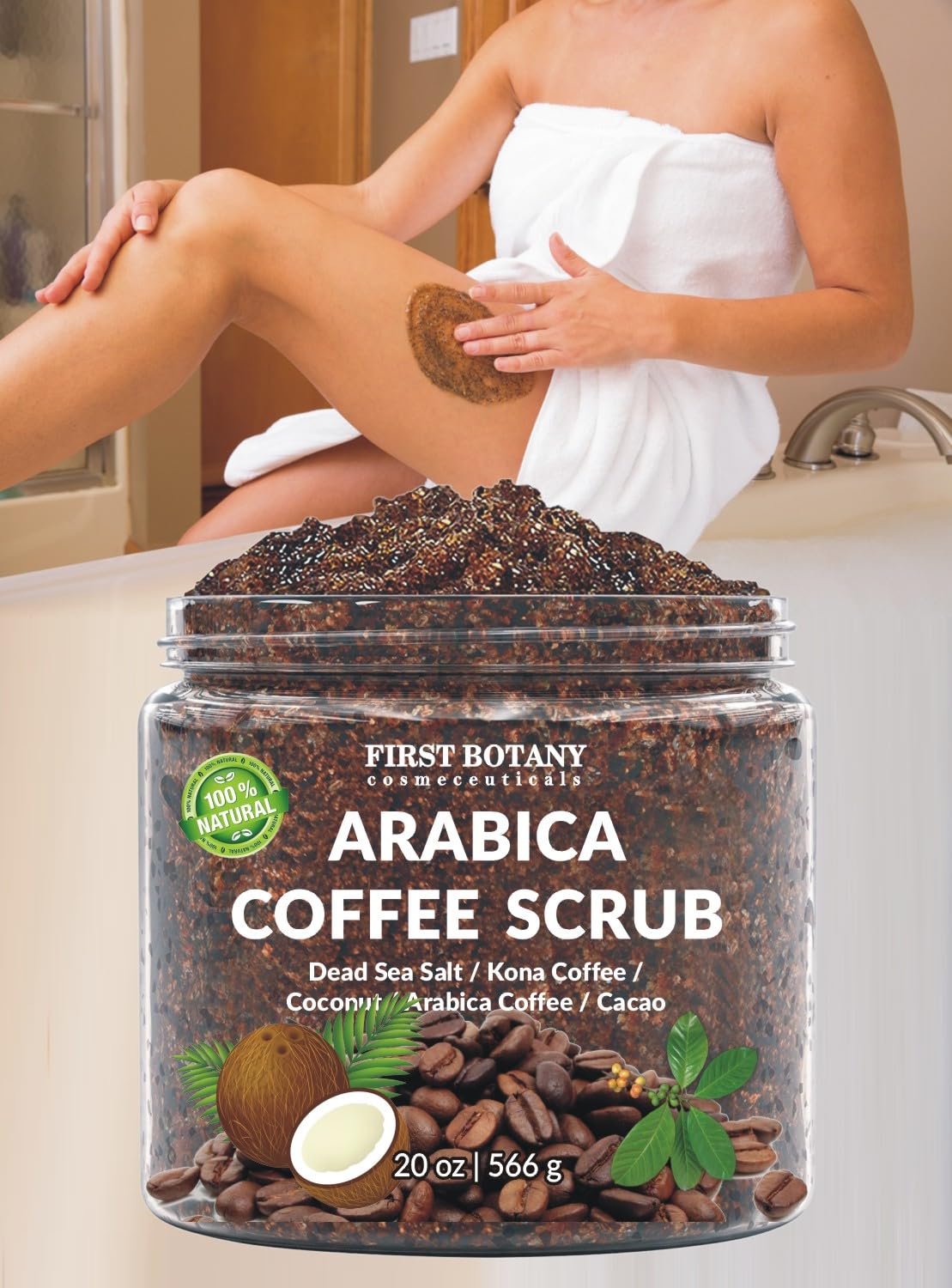 First Botany Cosmeceuticals Arabica Coffee Scrub – 100% Natural, 20 oz