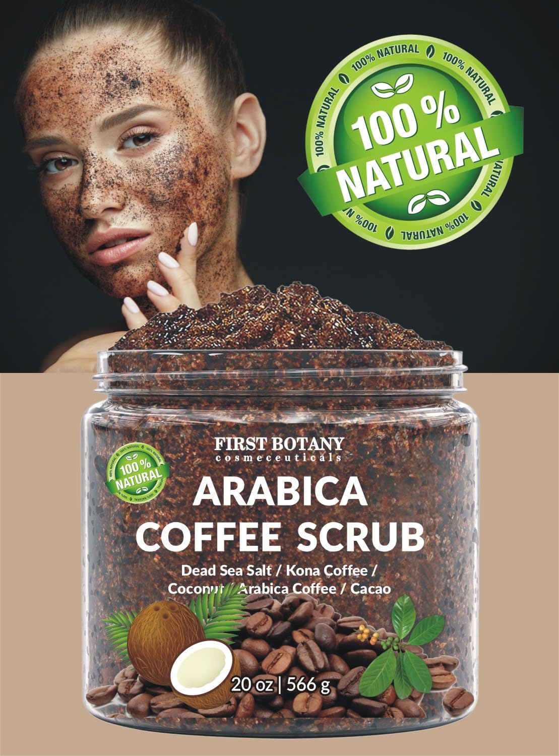 First Botany Cosmeceuticals Arabica Coffee Scrub – 100% Natural, 20 oz