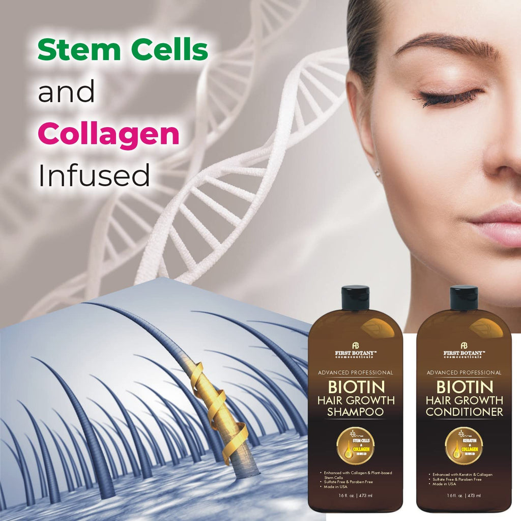 First Botany Biotin Hair Growth Shampoo & Conditioner – Thickening, Anti Hair Loss, Sulfate-Free 16 oz x2