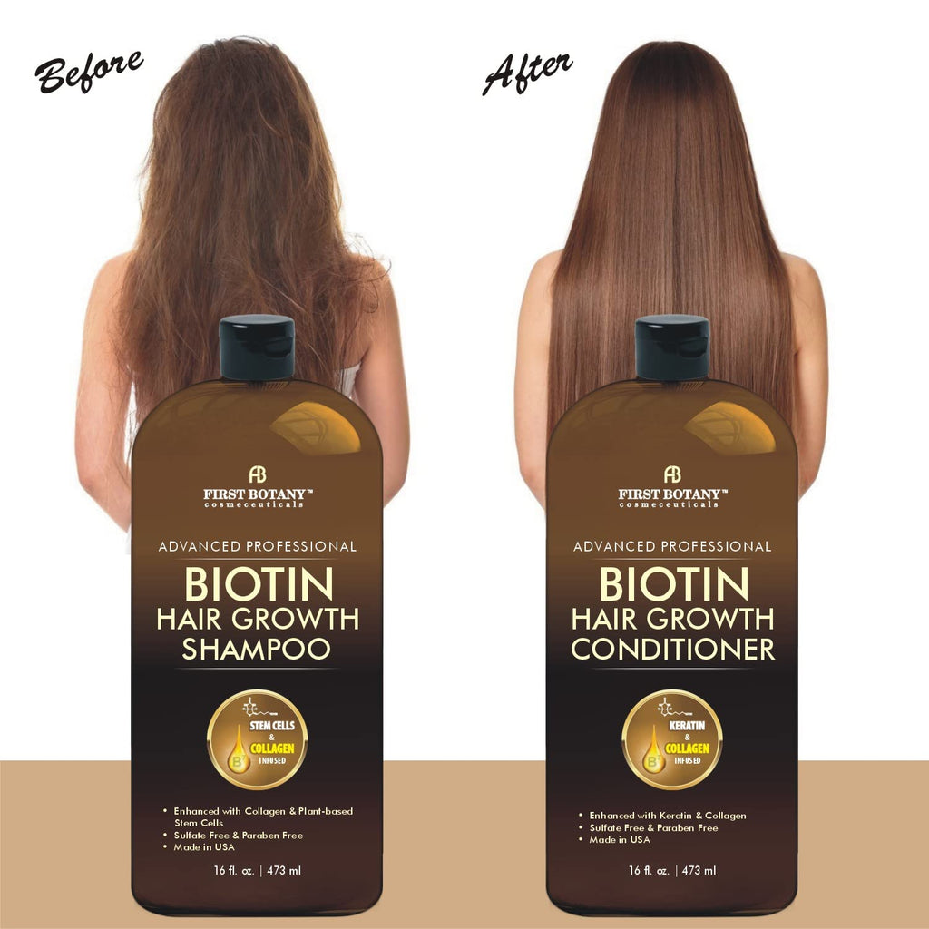 First Botany Biotin Hair Growth Shampoo & Conditioner – Thickening, Anti Hair Loss, Sulfate-Free 16 oz x2