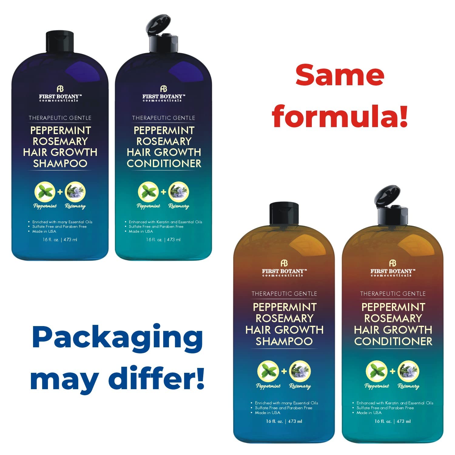 First Botany Peppermint Rosemary Hair Regrowth Shampoo & Conditioner Set – Daily Hydration & Detox