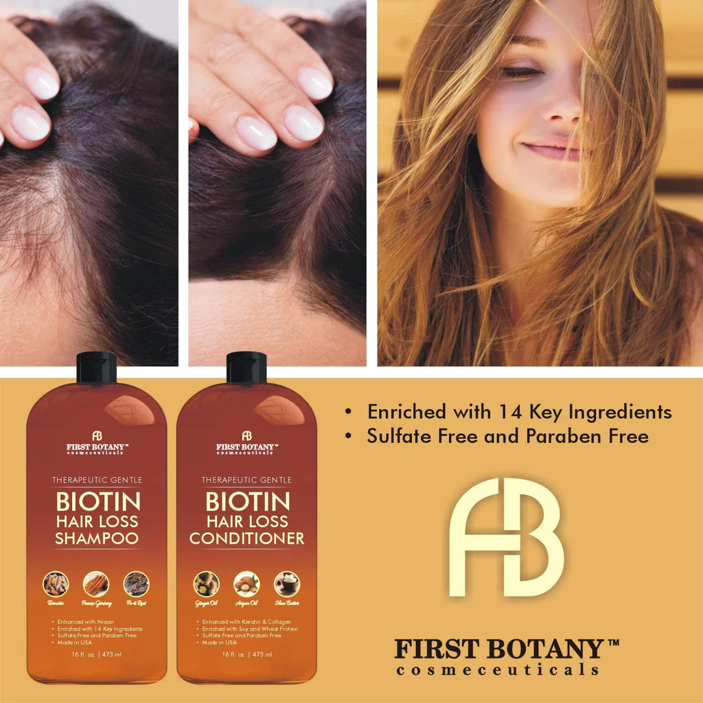 First Botany Hair Growth Shampoo & Conditioner Set – Biotin, DHT Blockers, Sulfate Free (2x16 oz)