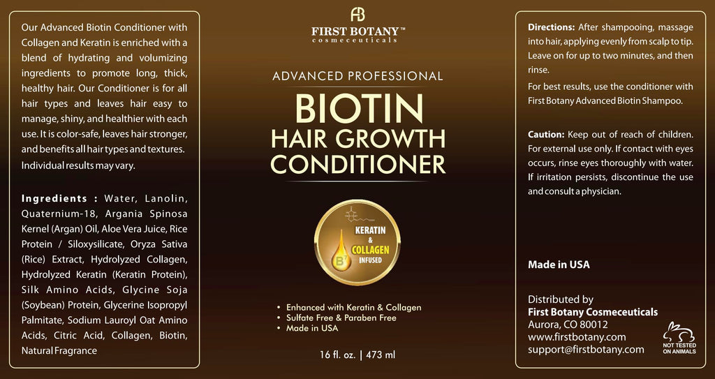 First Botany Biotin Hair Growth Shampoo & Conditioner – Thickening, Anti Hair Loss, Sulfate-Free 16 oz x2
