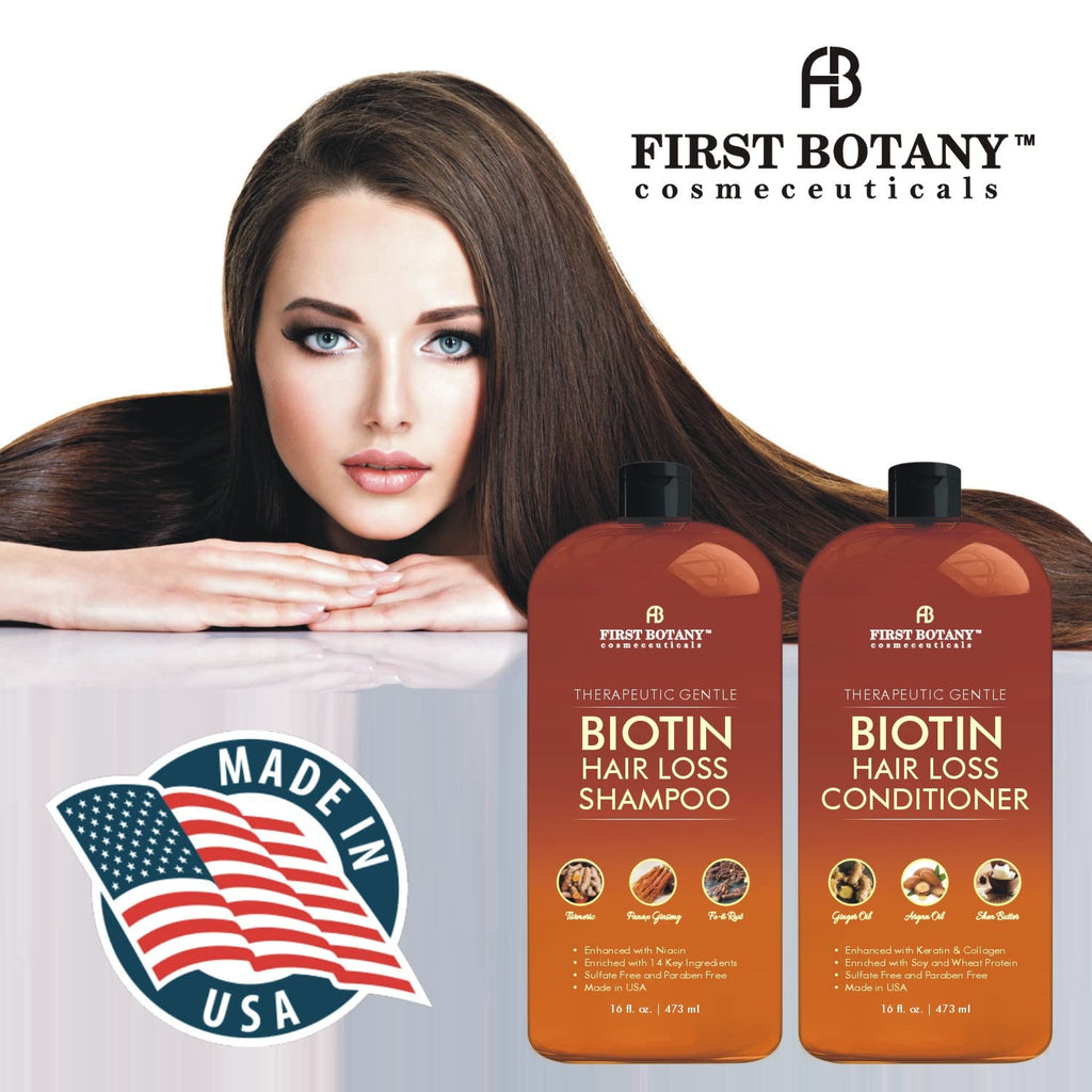 First Botany Hair Growth Shampoo & Conditioner Set – Biotin, DHT Blockers, Sulfate Free (2x16 oz)