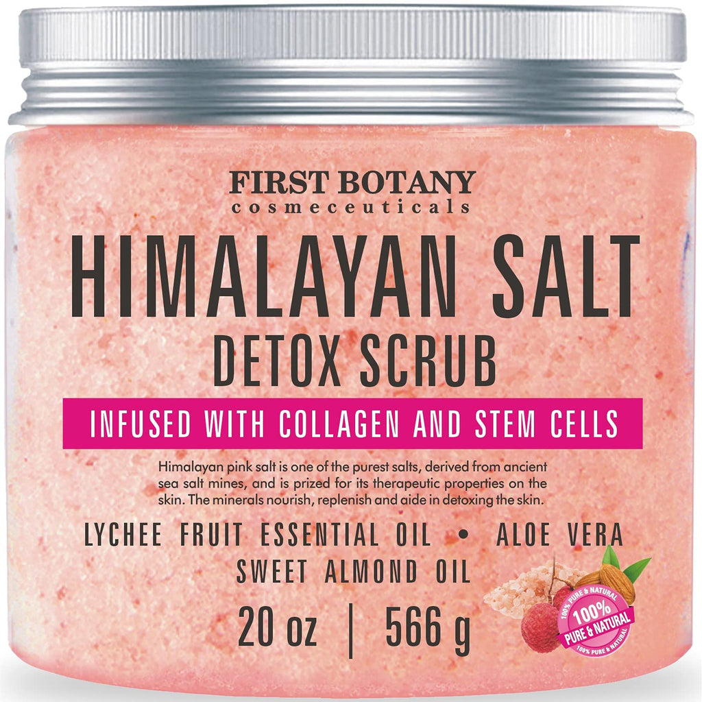 First Botany Himalayan Salt Body Scrub with Collagen & Stem Cells – Exfoliate, Rejuvenate & Hydrate (20 oz)