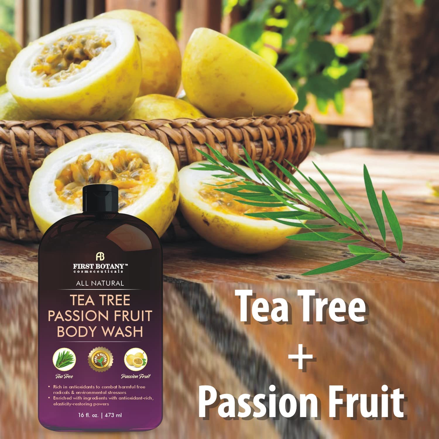 First Botany All Natural Body Wash – Passion Fruit (16 fl oz) | Gentle, Antioxidant-Rich Shower Gel