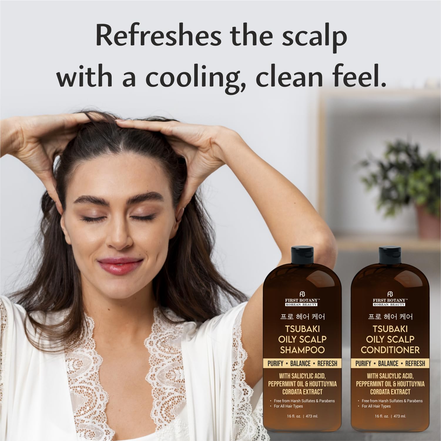First Botany Oily Scalp Shampoo & Conditioner Set – Purifying Clarifying Formula with Salicylic Acid, Peppermint, & Houttuynia