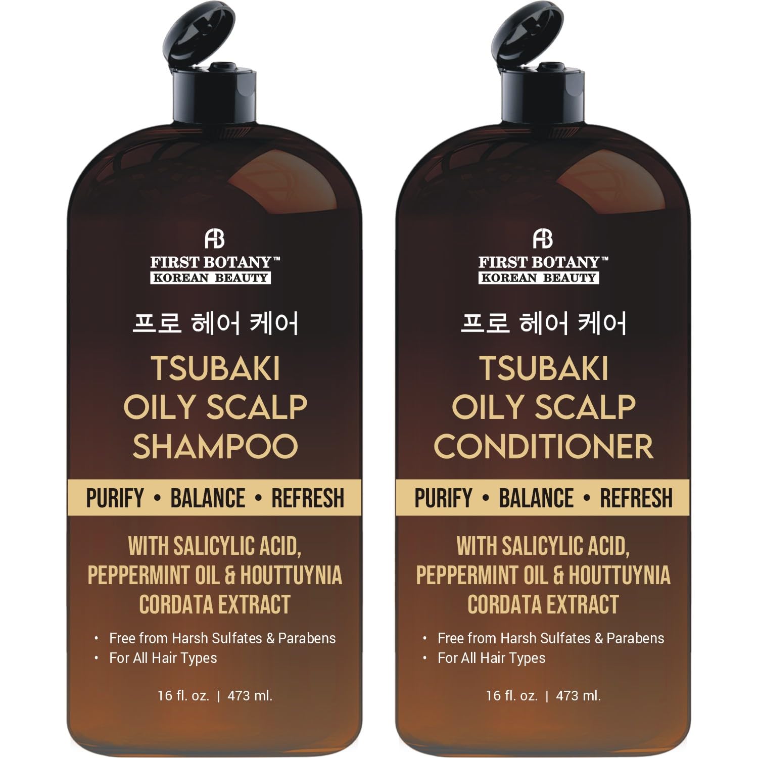 First Botany Oily Scalp Shampoo & Conditioner Set – Purifying Clarifying Formula with Salicylic Acid, Peppermint, & Houttuynia