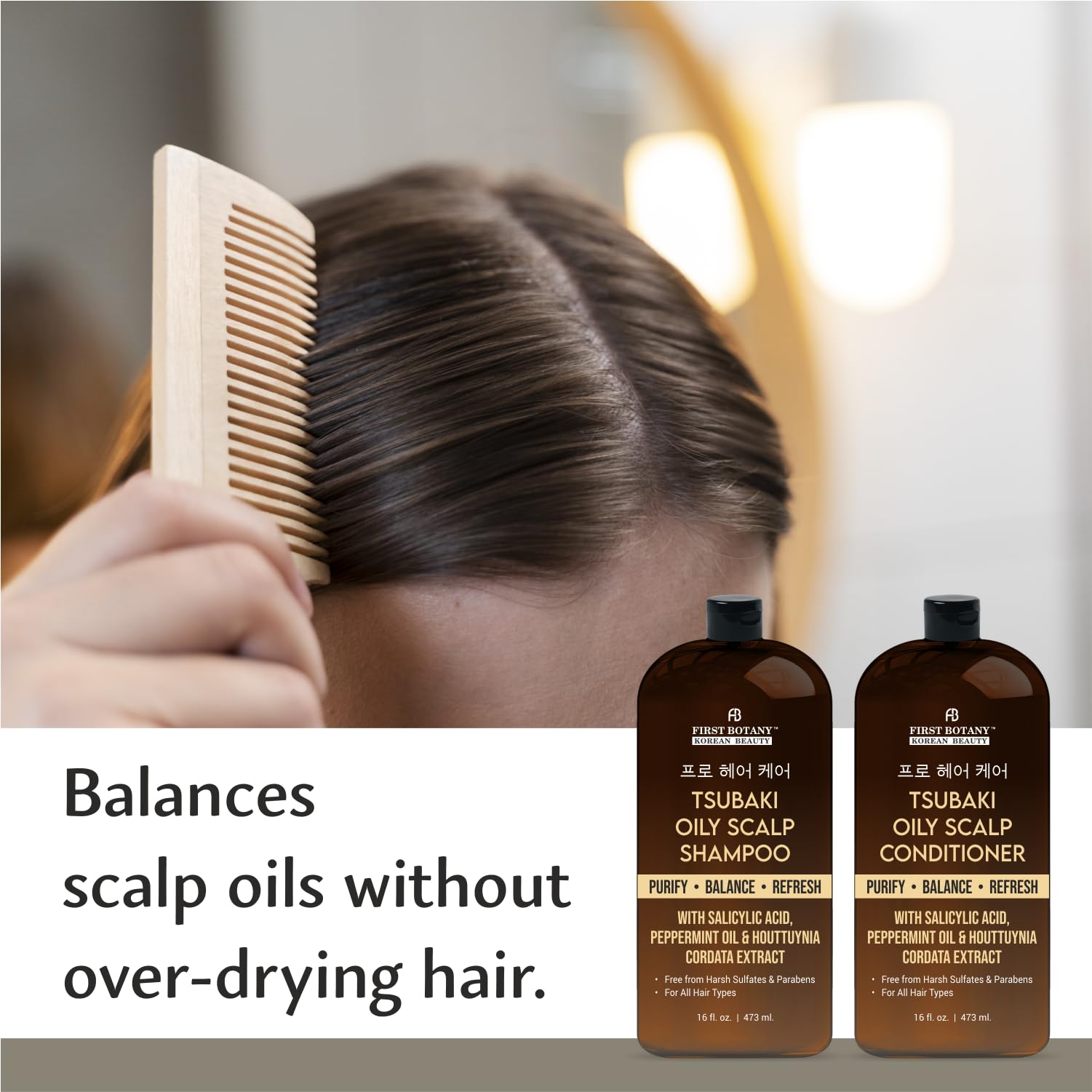 First Botany Oily Scalp Shampoo & Conditioner Set – Purifying Clarifying Formula with Salicylic Acid, Peppermint, & Houttuynia