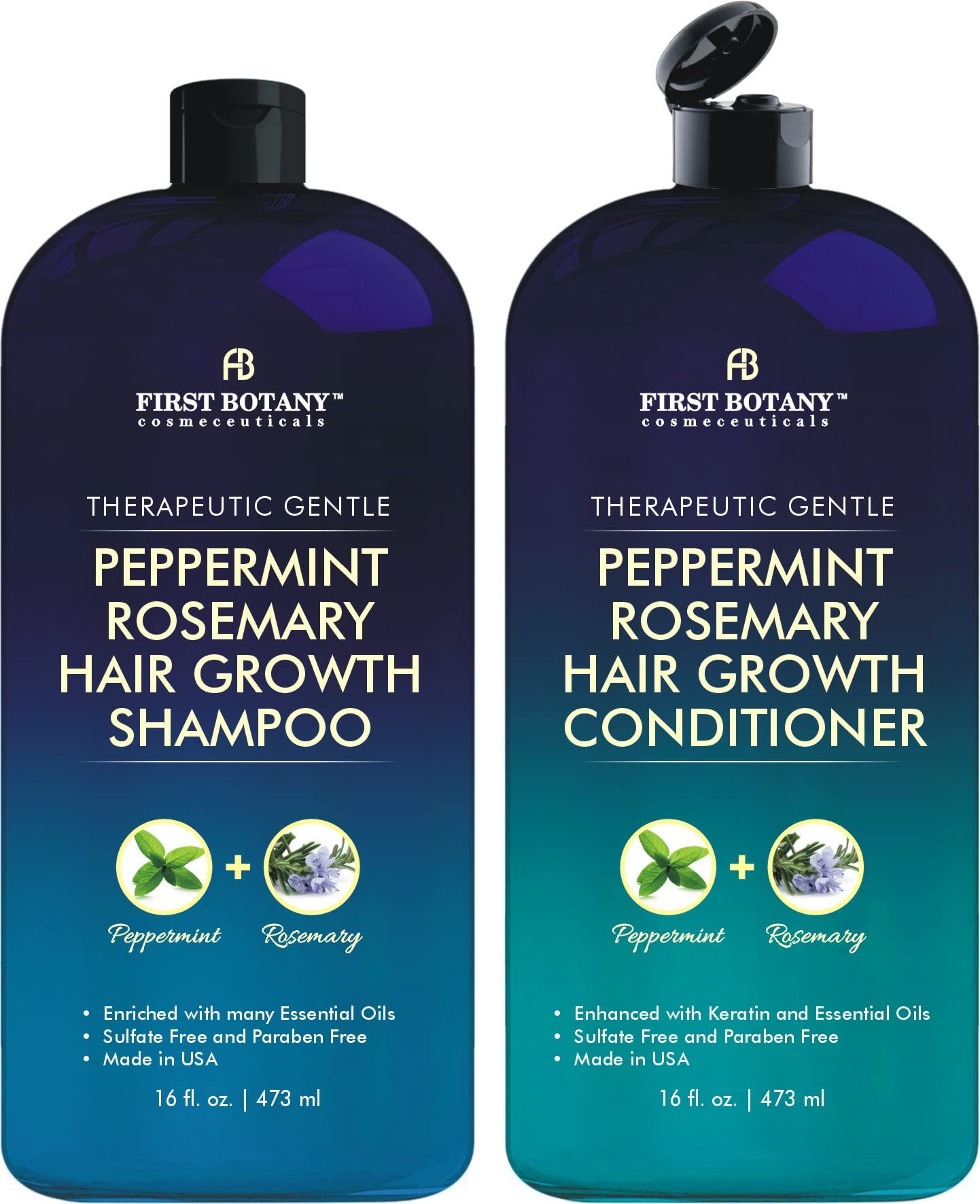 First Botany Peppermint Rosemary Hair Regrowth Shampoo & Conditioner Set – Daily Hydration & Detox