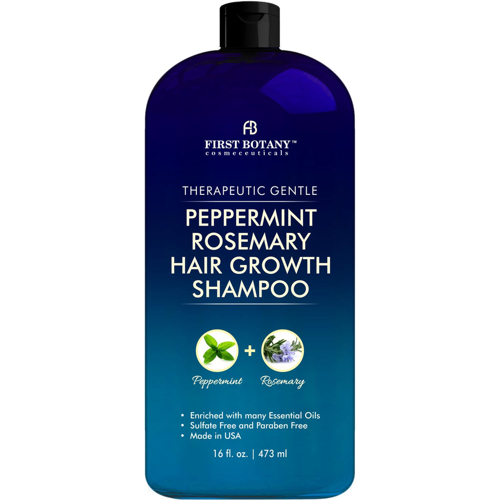 First Botany Peppermint Rosemary Hair Regrowth Shampoo – Daily Hydration & Dandruff Control, 16 oz
