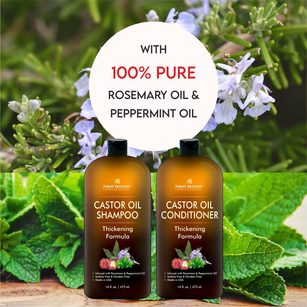 First Botany Castor Oil Shampoo & Conditioner – Thickening, Sulfate-Free (16 oz)
