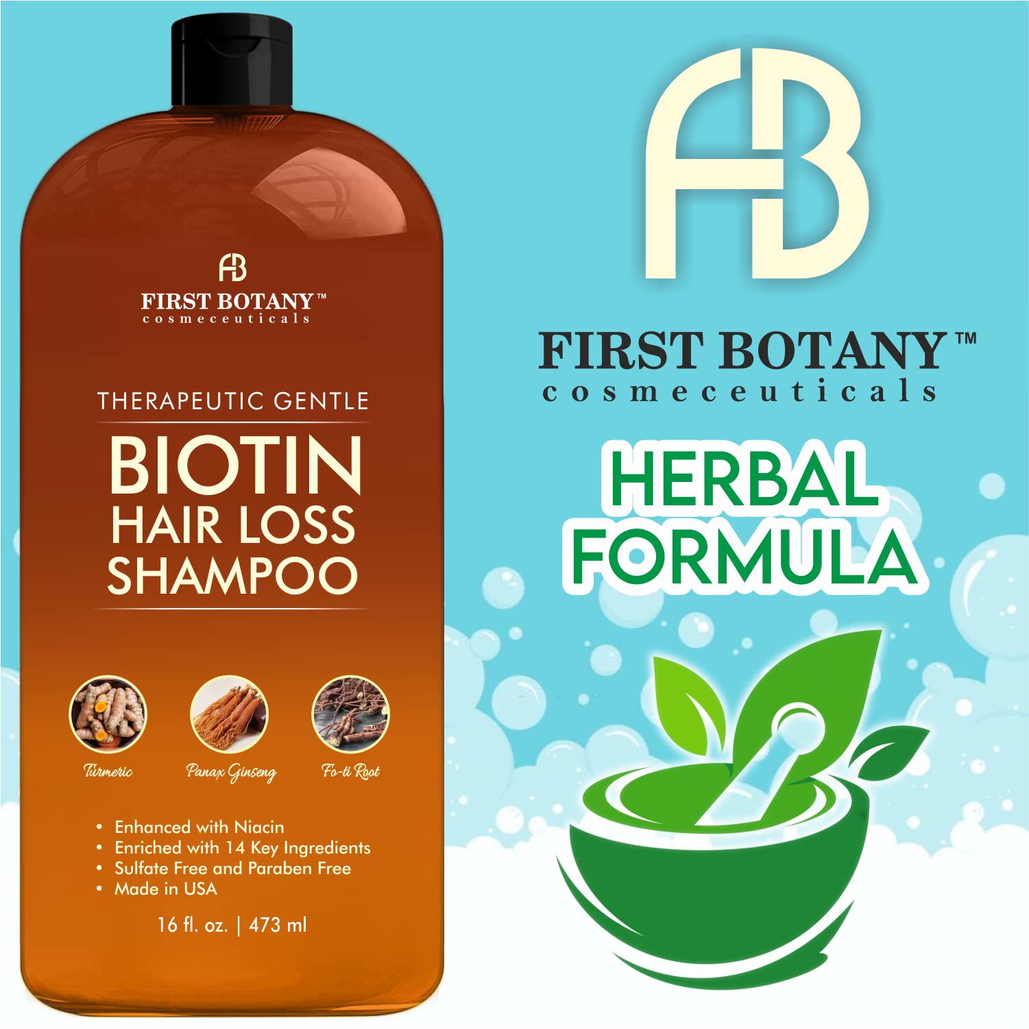 First Botany Anti Hair Loss Shampoo with DHT Blockers – 16 oz (Pack of 2)