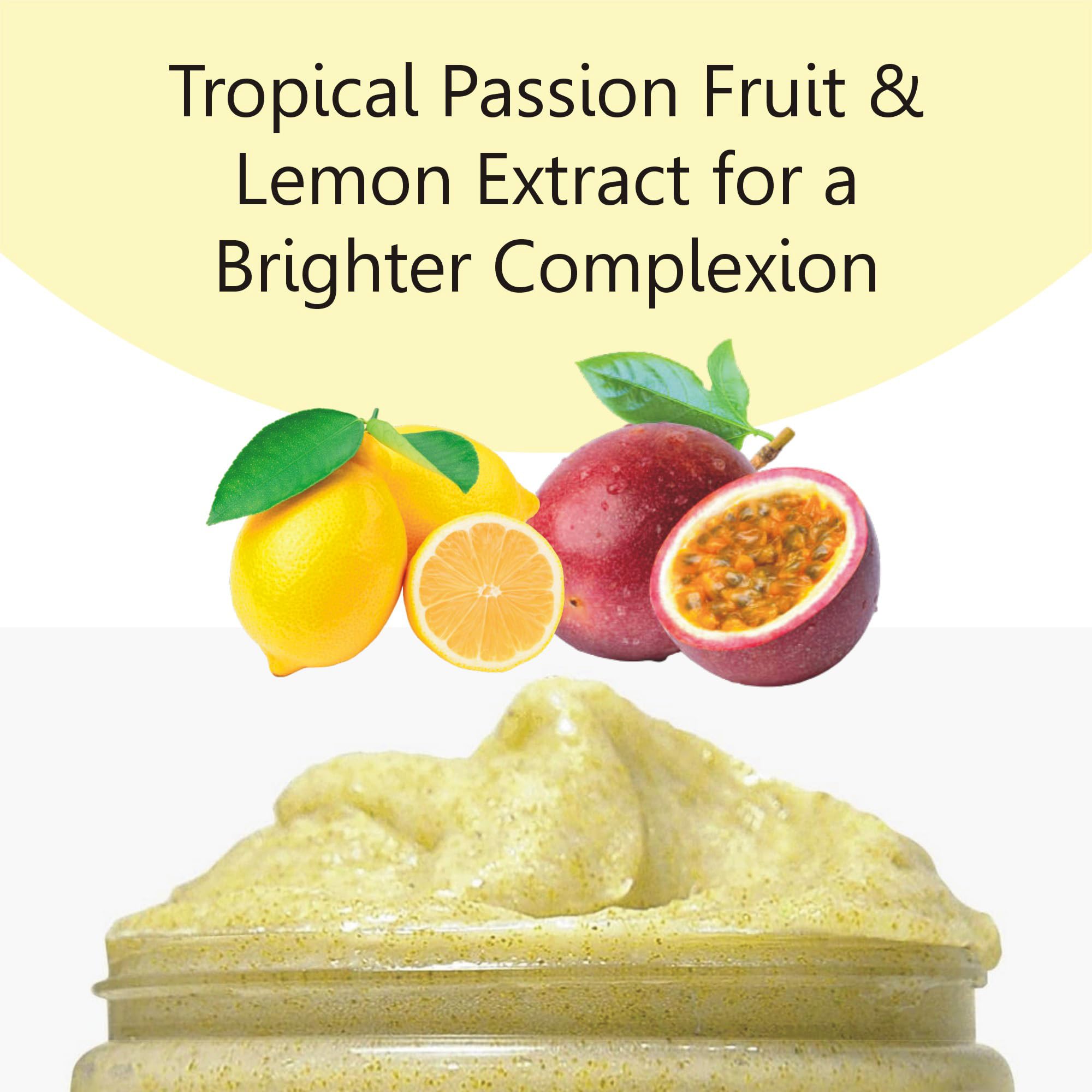 First Botany Body Scrub – Natural Exfoliating Salt Scrub & Souffle (10 fl oz, AHA Passion Fruit)