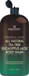 First Botany ALL Natural Body Wash – Tea Tree & Eucalyptus – Deodorizing, Moisturizing Shower Gel for Women & Men – 16 fl oz