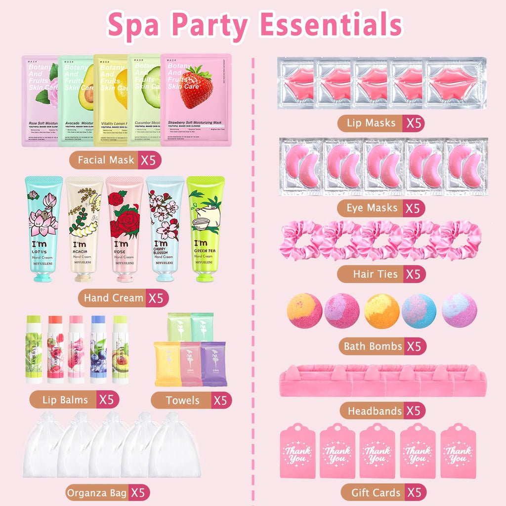 Firstfly 55PCS Spa Skincare Set for Girls 8-12 | Spa Party Favors & Gifts