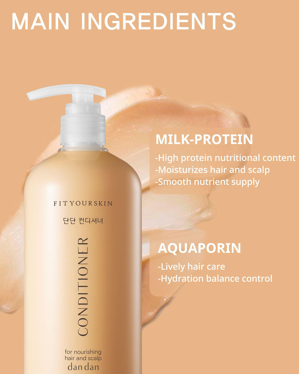 FIT YOUR SKIN DAN DAN Nourishing Conditioner – 9 Fruit Vitamins, pH 5.5, Detangling & Anti-Frizz (17 oz)
