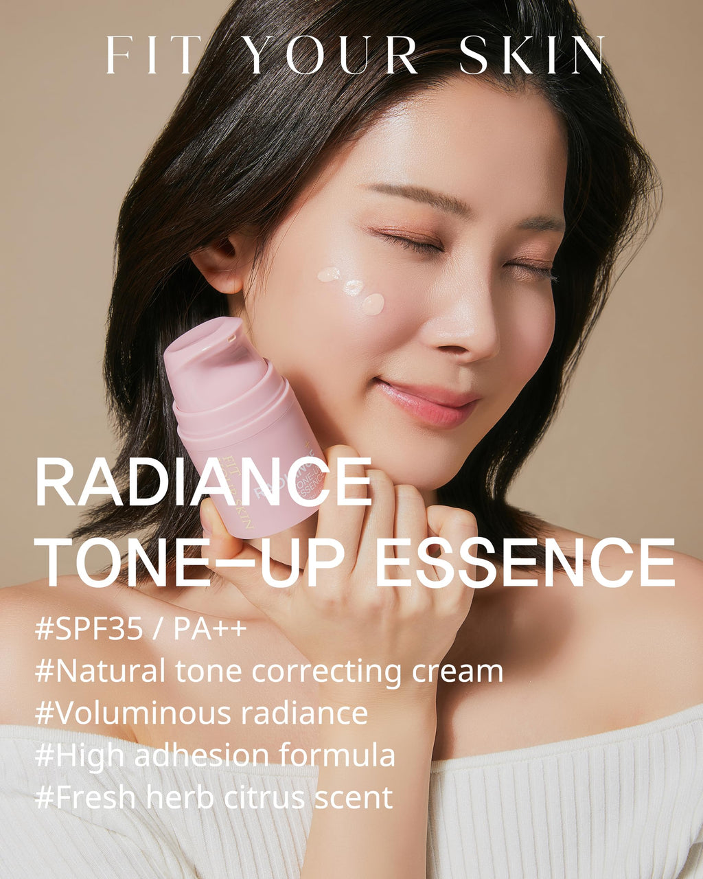 FIT YOUR SKIN Radiance Tone-Up Essence – Glass Skin Primer & Pink Beige Tint | Ceramide Vitamin C | 1.01 fl oz