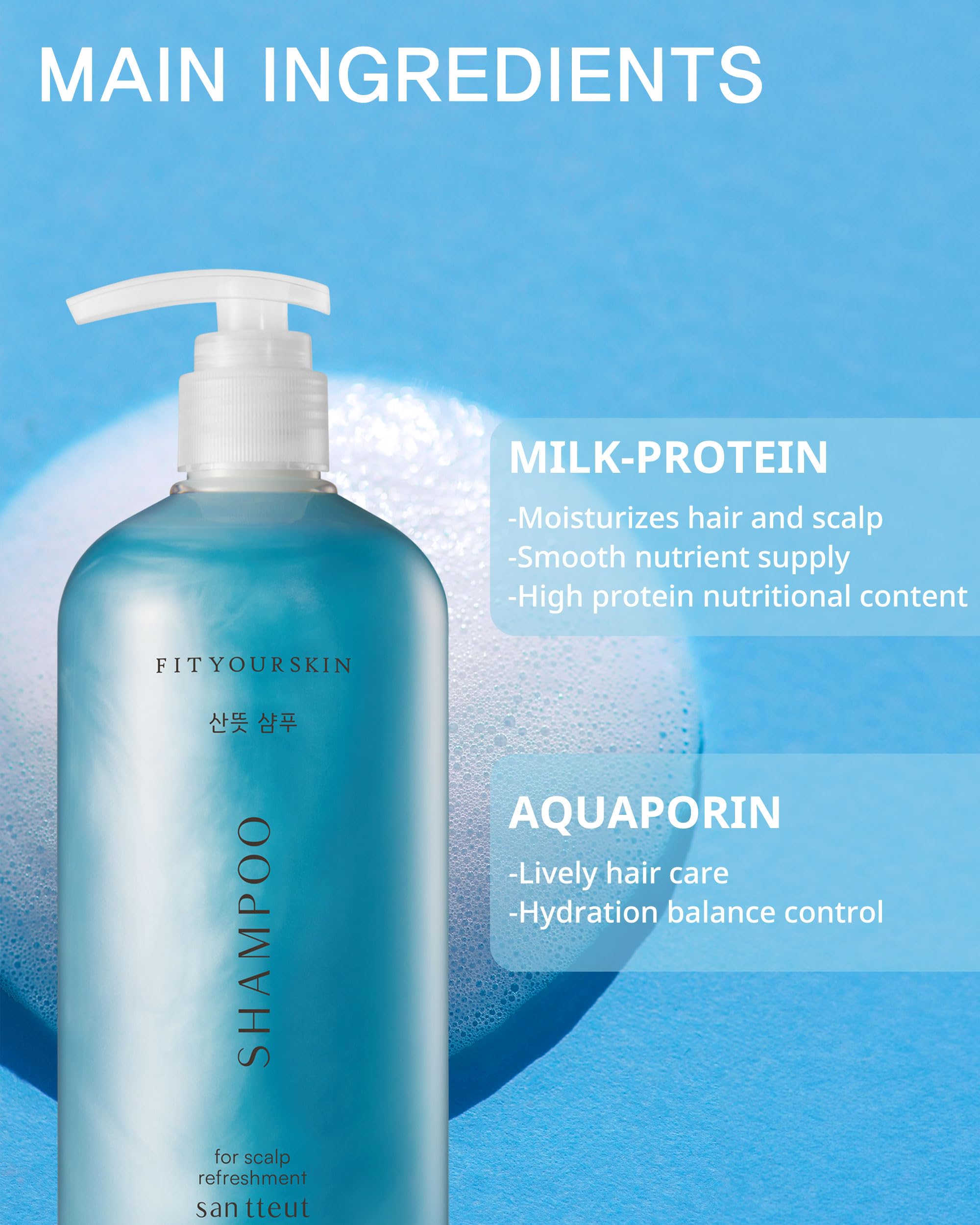 FIT YOUR SKIN SAN TTEUT Cooling Shampoo – Triple Mint Scalp Therapy, Oily & Itchy Scalp, pH 5.5, 17 fl oz