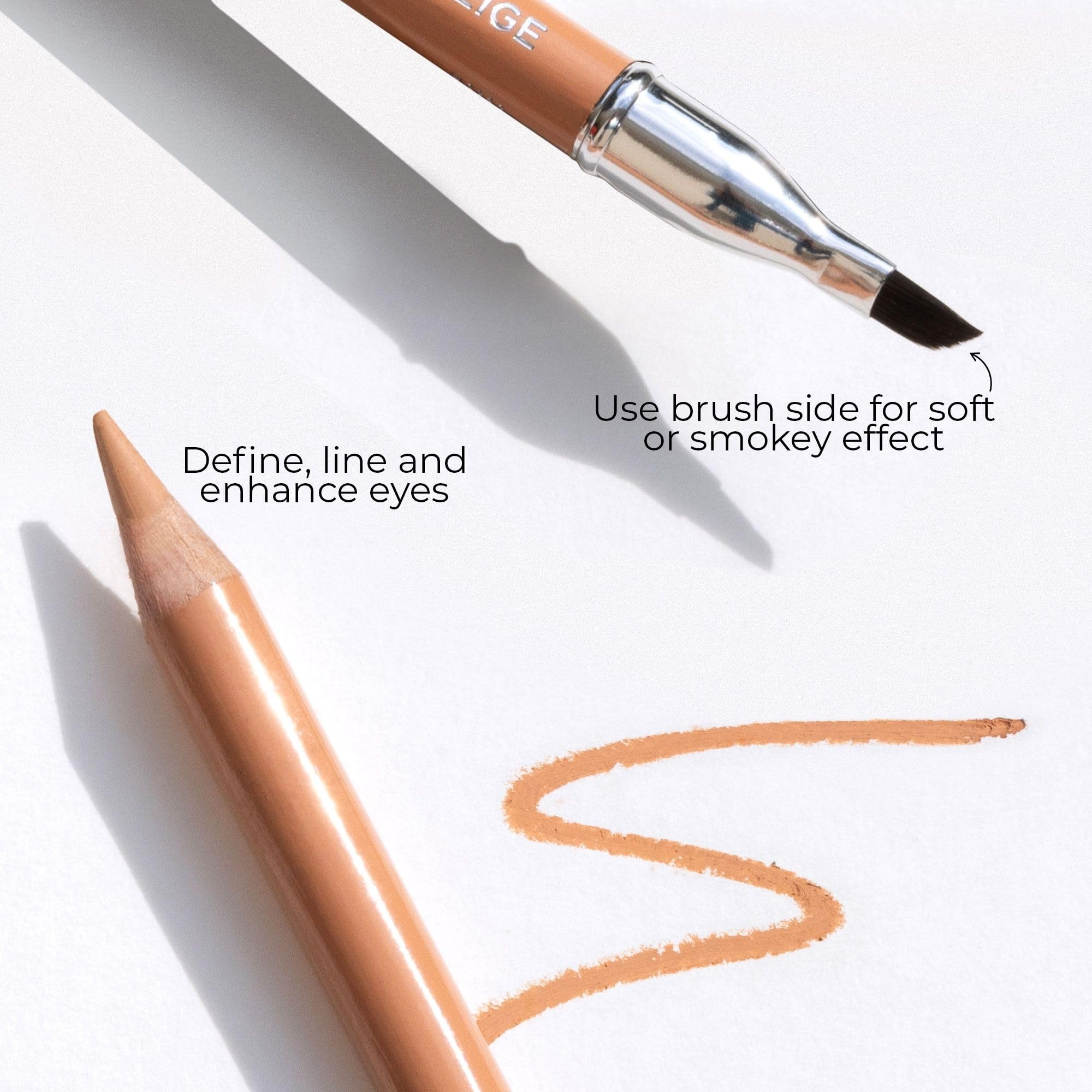 FITGLOW Beauty Vegan Eyeliner Pencil | Long-Lasting Beige with Built-in Blending Brush | Sensitive Eye Safe | Clean, Cruelty-Free | 1.1 g