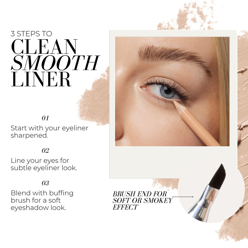 FITGLOW Beauty Vegan Eyeliner Pencil | Long-Lasting Beige with Built-in Blending Brush | Sensitive Eye Safe | Clean, Cruelty-Free | 1.1 g