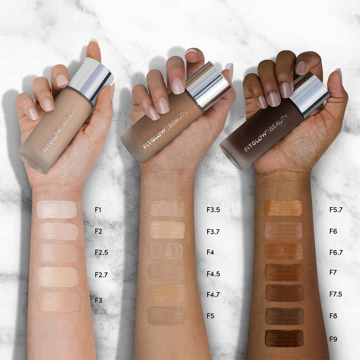 Fitglow Beauty Foundation+ | Vegan Skin-Treating Foundation with Peptides & Plant Collagen | Buildable Coverage F8