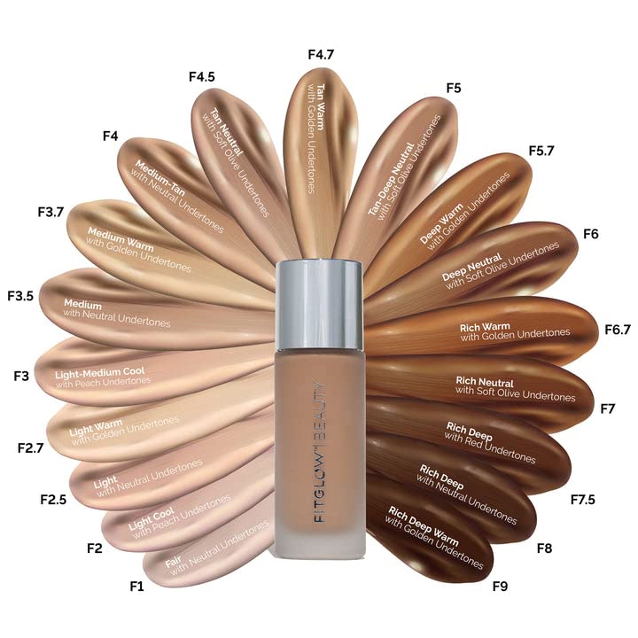 Fitglow Beauty Foundation+ | Vegan Skin-Treating Foundation with Peptides & Plant Collagen | Buildable Coverage F8
