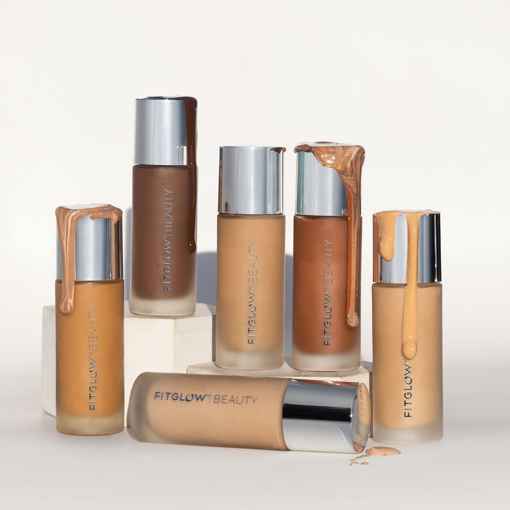 Fitglow Beauty Foundation+ | Vegan Skin-Treating Foundation with Peptides & Plant Collagen | Buildable Coverage F8