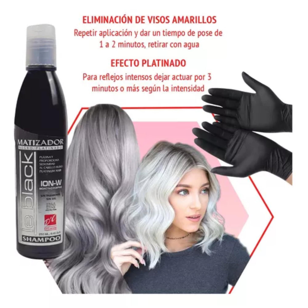 Five Brothers Le Black Purple Toning Shampoo – Neutralize Brassiness in Blonde Hair, 8.45 fl oz