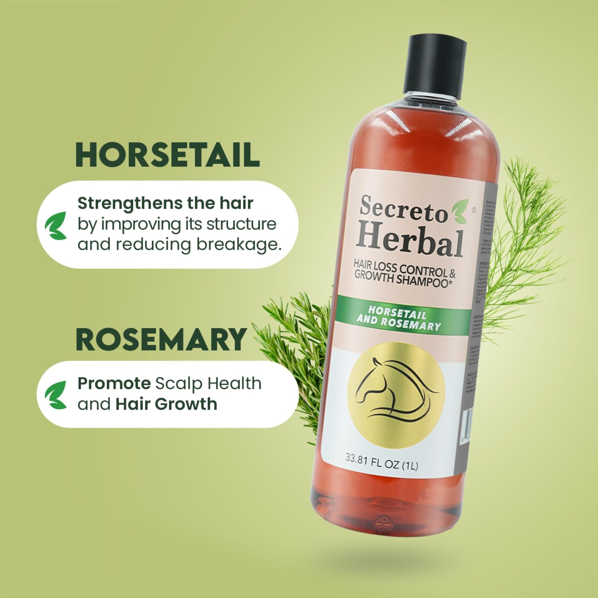 Five Brothers Products Secreto Herbal Hair Growth Shampoo – Horsetail & Rosemary, Revitalized Hair, 33.81 fl oz