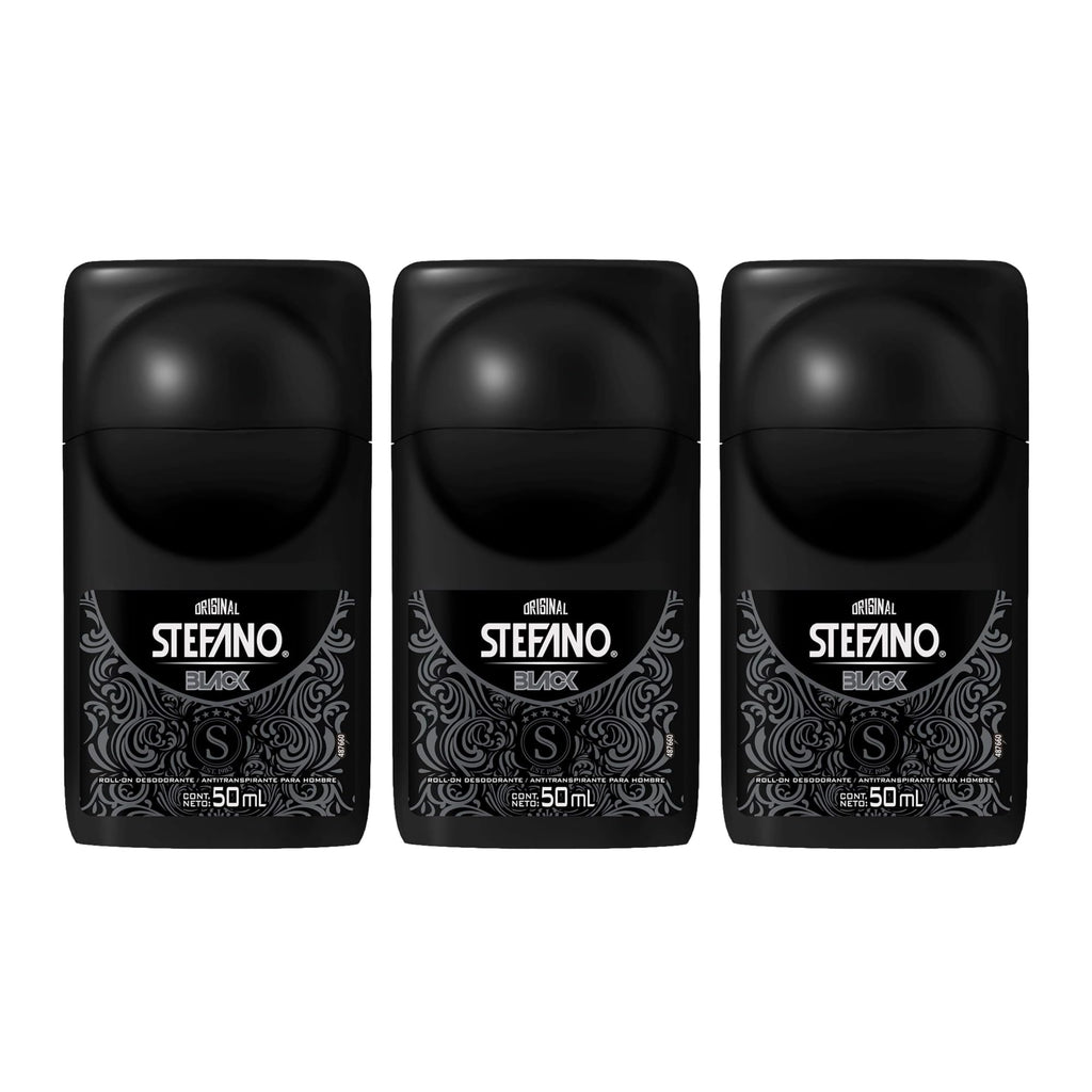 Five Brothers Stefano Black Men’s Deodorant Roll-On 3 Pack – Long-Lasting Protection, 1.69 fl oz Each