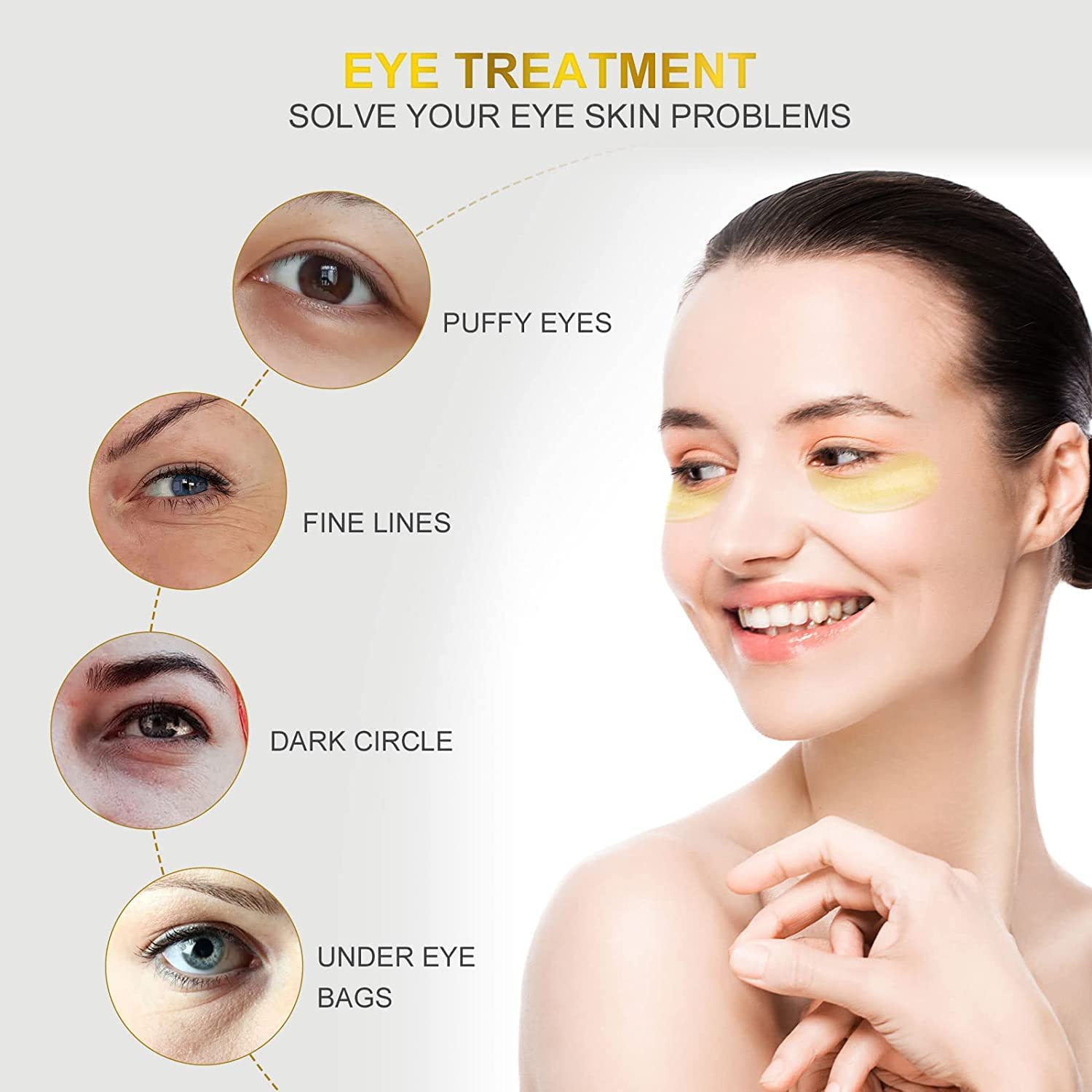 Fivewan 24k Gold Under Eye Patches – 120 Pcs Collagen & Hyaluronic Acid Eye Masks