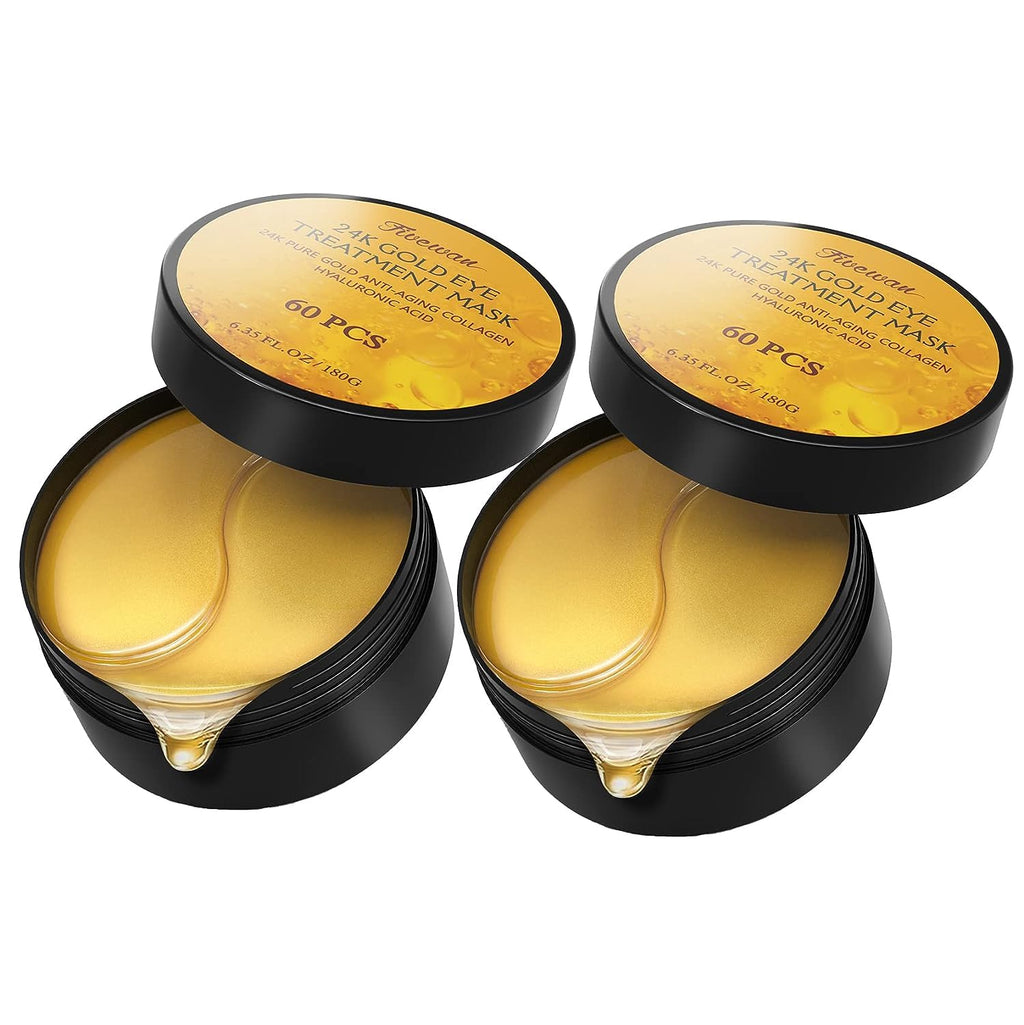 Fivewan 24k Gold Under Eye Patches – 120 Pcs Collagen & Hyaluronic Acid Eye Masks