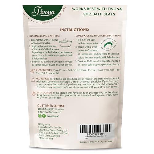 FIVONA Sitz Bath Salts for Hemorrhoids & Postpartum Care - 3LB Value Pack with Epsom Salt