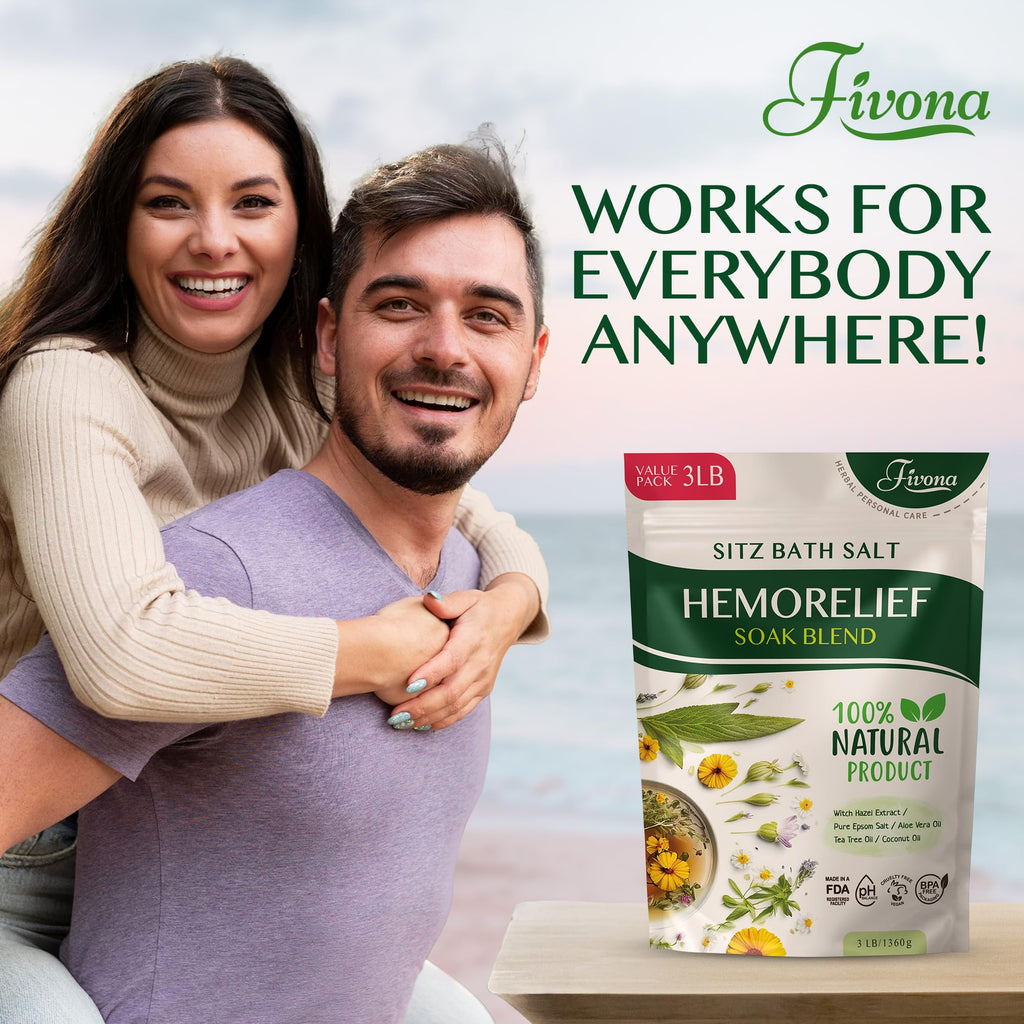 FIVONA Sitz Bath Salts for Hemorrhoids & Postpartum Care - 3LB Value Pack with Epsom Salt