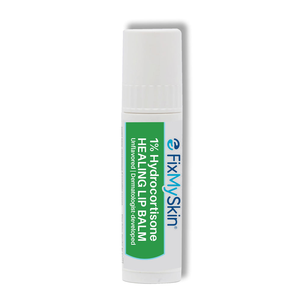 FixMySkin 1% Hydrocortisone Healing Lip Balm, Unflavored – 0.15 oz