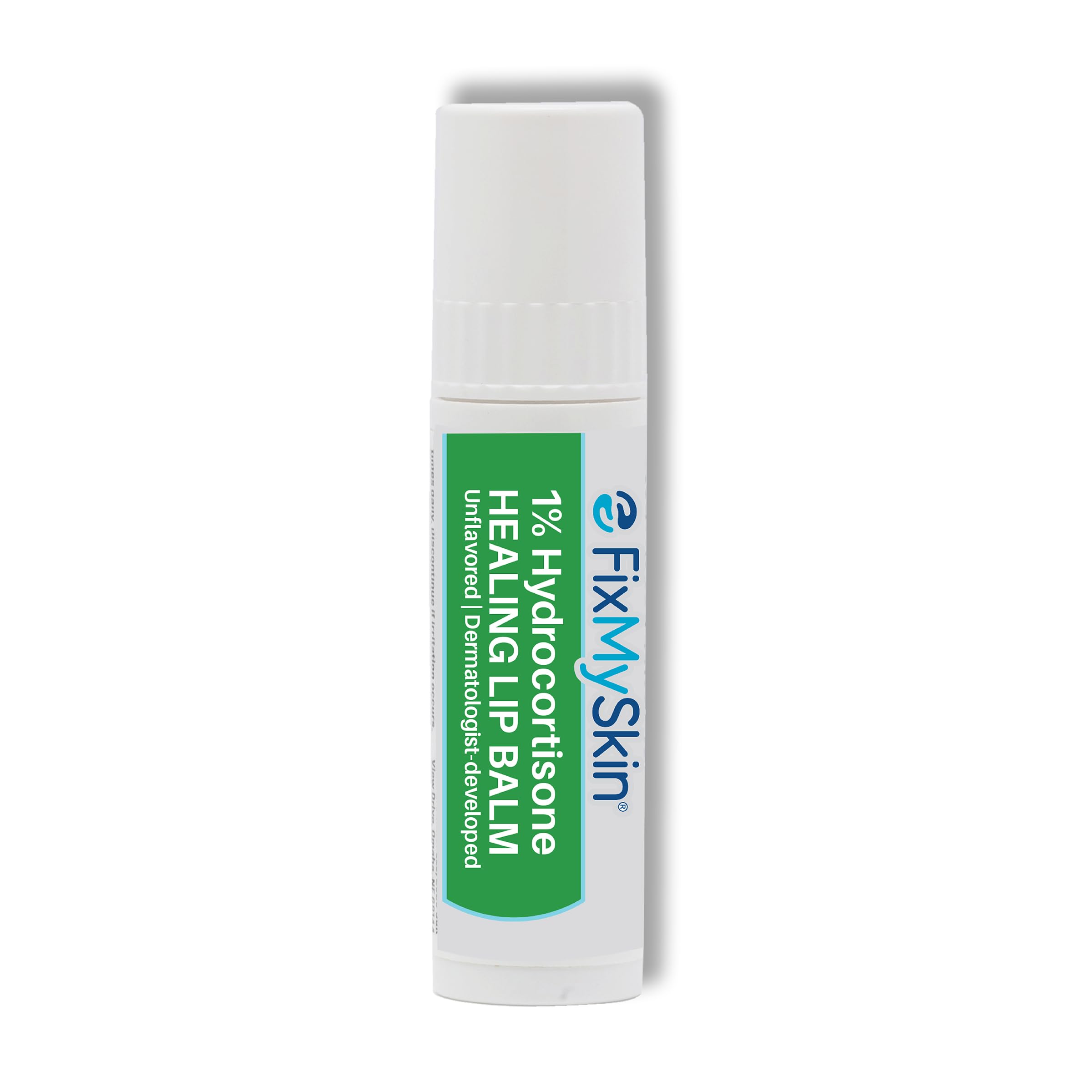 FixMySkin 1% Hydrocortisone Healing Lip Balm, Unflavored – 0.15 oz