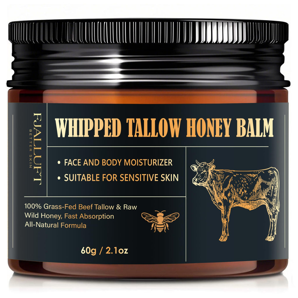 FJALLUFT Beef Tallow and Honey Balm – Whipped Grass-Fed Moisturizer for Face & Body