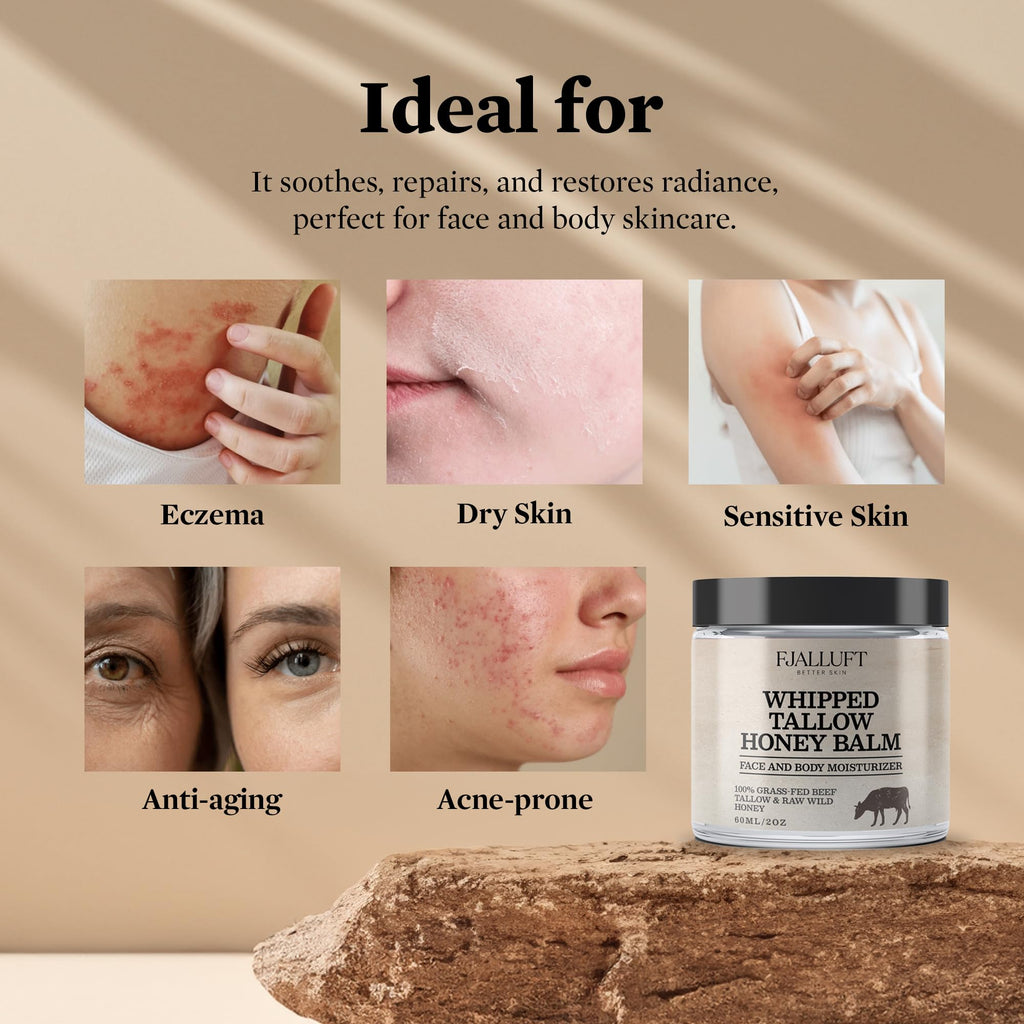 FJALLUFT Tallow Face Moisturizer for Women – Grass-Fed Beef Tallow, Manuka Honey & Olive Oil