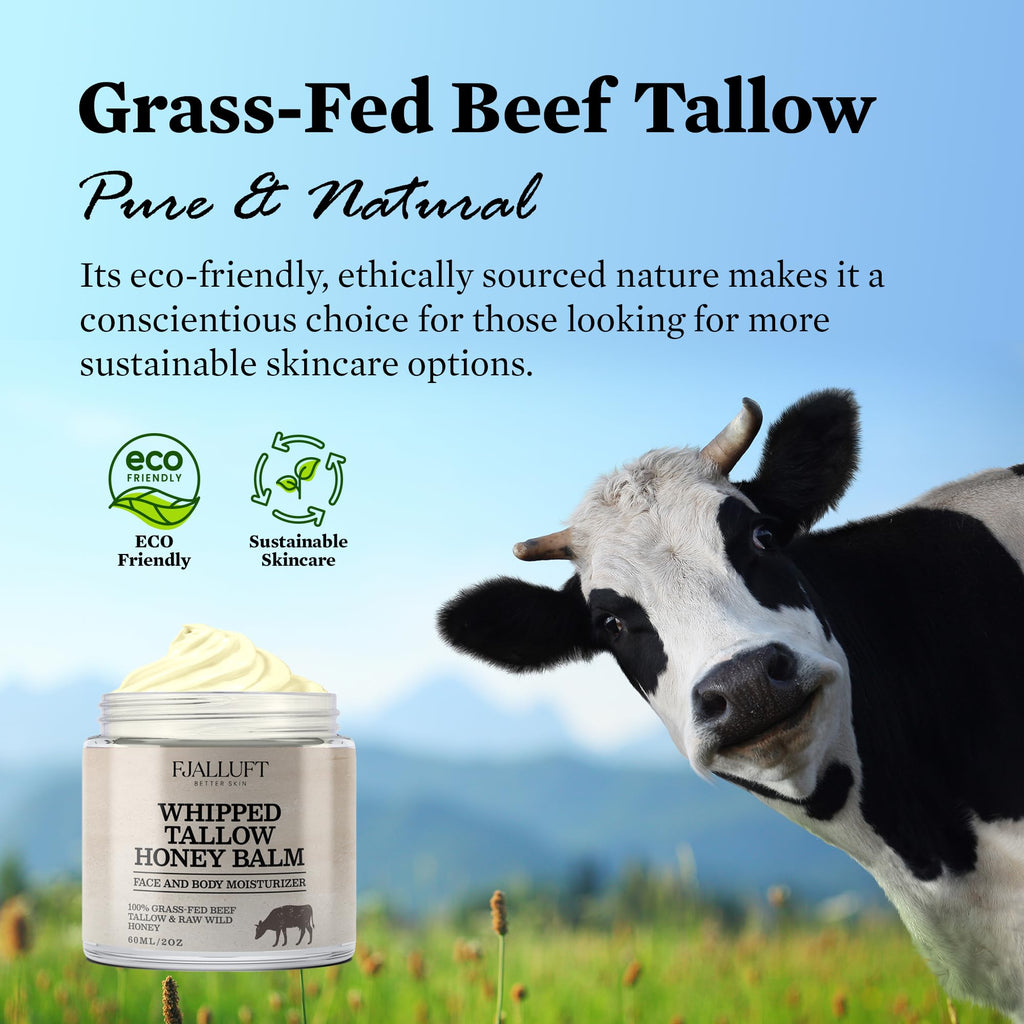 FJALLUFT Tallow Face Moisturizer for Women – Grass-Fed Beef Tallow, Manuka Honey & Olive Oil